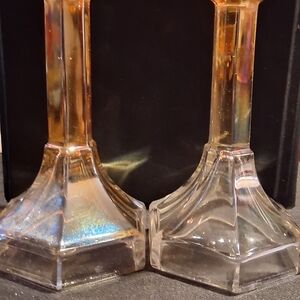 Elegant Iridescent Glass Candle Holders